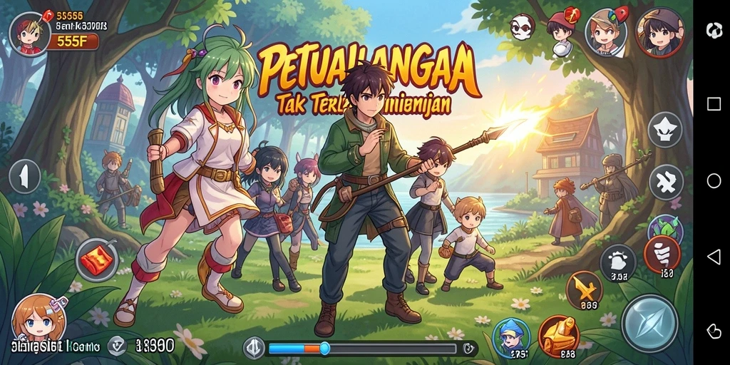 Tampilan gameplay seru dan karakter anime menarik di 555F.