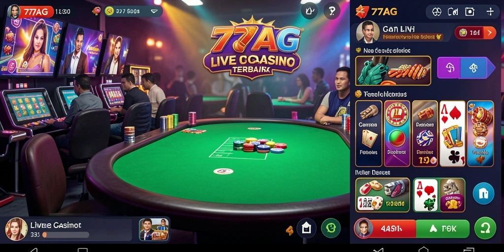 Tampilan gameplay Live Casino yang mendebarkan di 77AG.