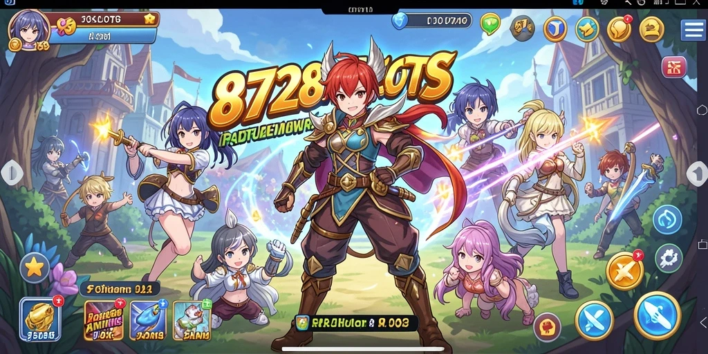 Tampilan gameplay <strong>8728SLOTS</strong> yang penuh warna dan karakter anime menarik.