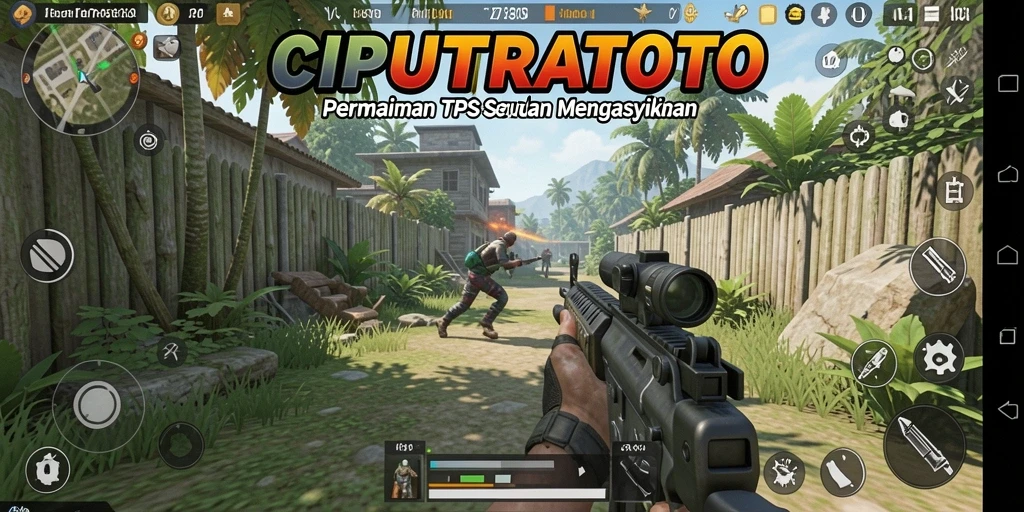 Tangkapan layar utama CIPUTRATOTO menampilkan aksi menembak yang mendebarkan.