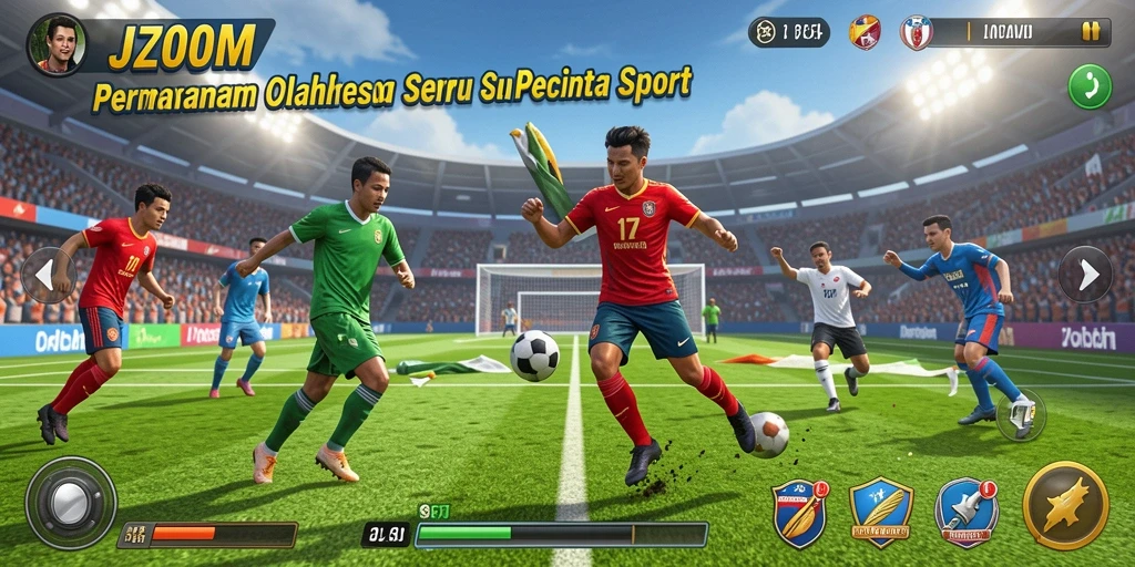 Tampilan gameplay menegangkan dari J200M dalam aksi olahraga.