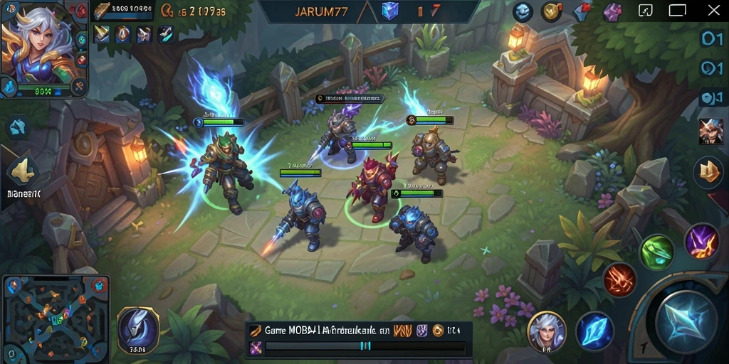 Screenshot gameplay MOBA yang seru dan menegangkan dari JARUM77.