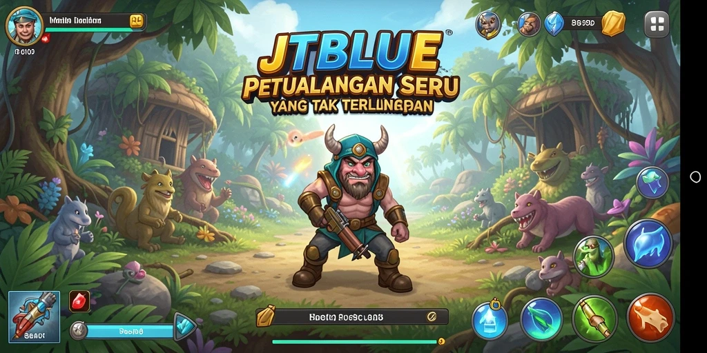 Screenshot JTBLUE menampilkan momen mendebarkan dalam petualangan.
