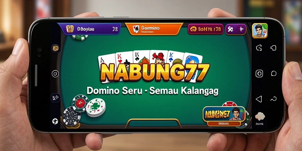 Screenshot gameplay Domino NABUNG77 yang menarik dan seru.