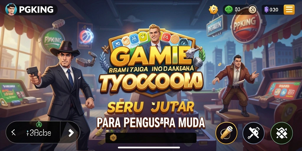 Tampilan gameplay PGKING yang menarik dalam membangun kerajaan bisnis.