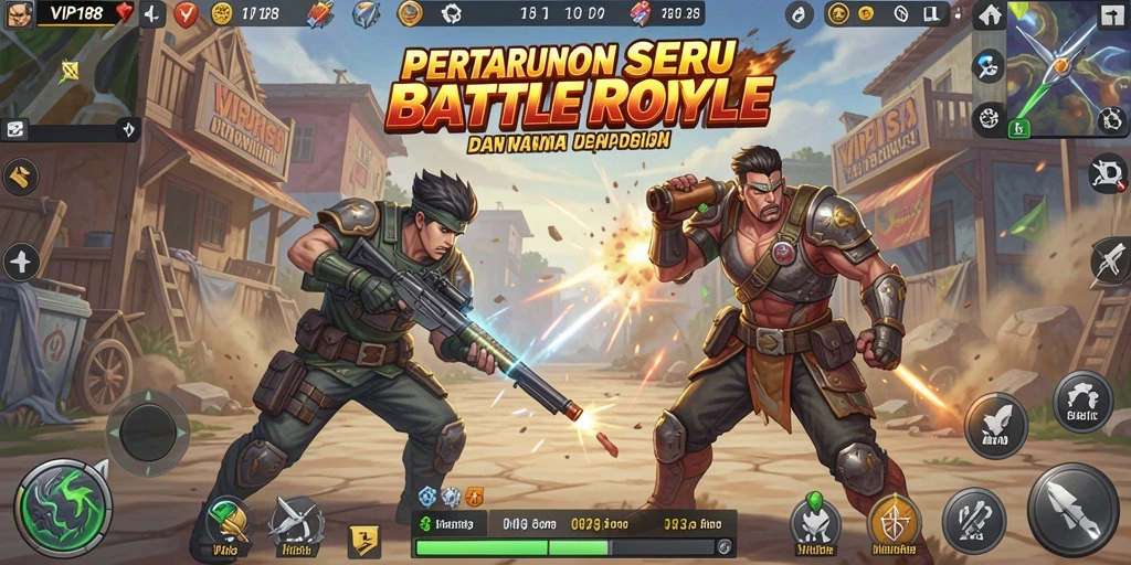Gameplay mendebarkan di dalam VIP188 Battle Royale.
