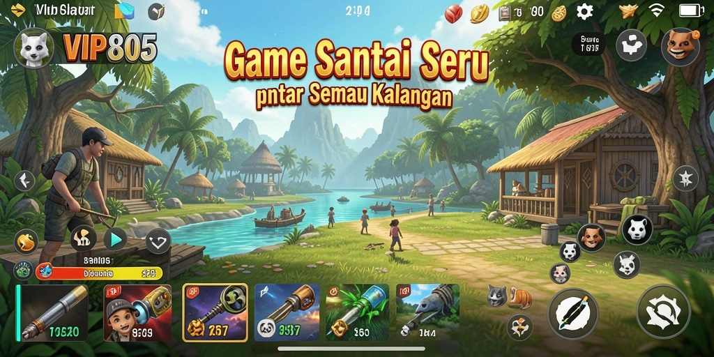 Tampilan gameplay yang ceria dan menghibur dalam VIP805.